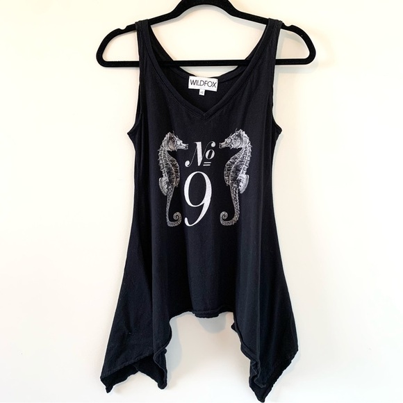 Revolve Wildfox Dreamer Seahorse No. 9 Tank Top Draped Flowy V-neck Black XS - Picture 2 of 11